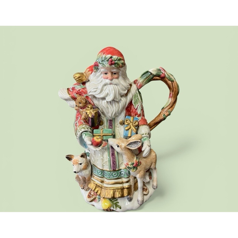 Fitz &‎ Floyd Classics Enchanted Holiday Santa Claus Teapot Tea Pot Pitcher Xmas